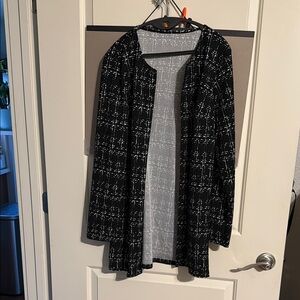 Black and White Open Front Cardigan